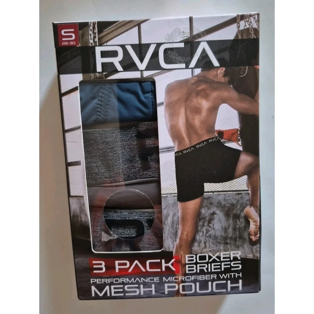 RVCA Men's Microfiber Boxer Briefs Size S (28-30) 3-Pack Stretch Flex‎ Fit NIB